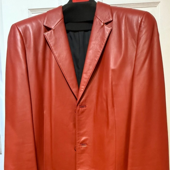 Boss Hugo Boss Red Leather Jacket -Blazer / Sportcoat SIZE LARGE L